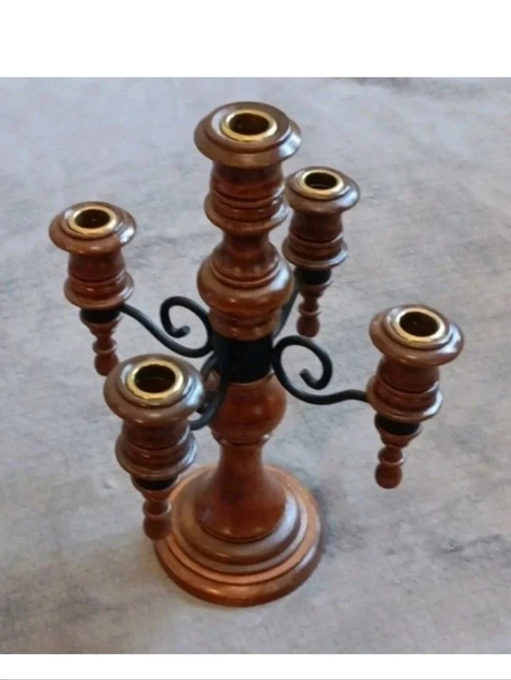 Gothic Edwardian Mid Century Modern Wooden Candelabra Victorian Candle Holder